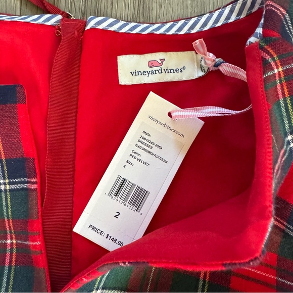 Vineyard Vines NWT Plaid Flutter Sleeve Holiday Christmas Dress - Picture 6 of 9